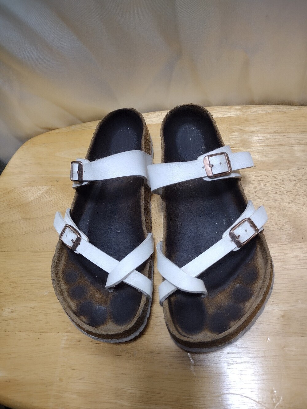 Birkenstock Mayari Womens White Birko-Flor Slip On Sandals Size 39 US 8